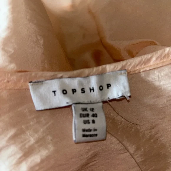 Topshop light peach puff sleeve wrap top size 8 - Picture 2 of 3